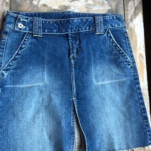 Distressed Denim mini skirt